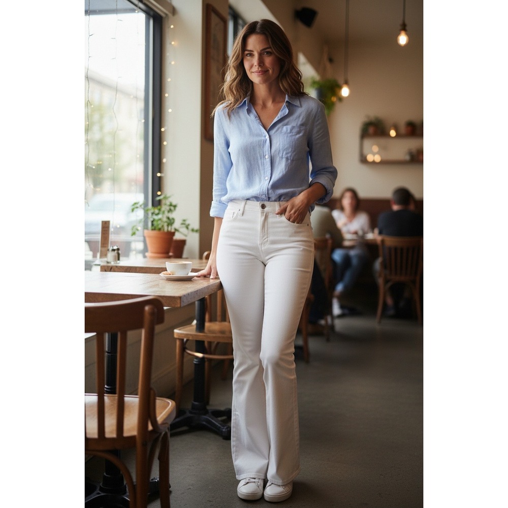 Judy Blue‎ White Stretch Flare Bottom Jeans - Size 7-28 NWOT